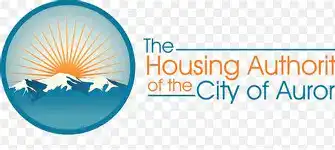 Logo of a sun risinjg above the mountains "The Housing Authority of the City of Aurora