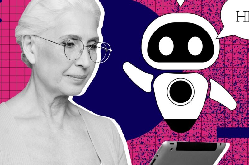 Older woman using AI